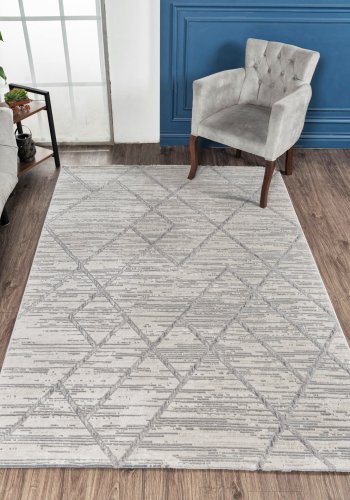 TEPPI Motto gulvtppe m. mnster, rektangulr - gr polyester (160x230)