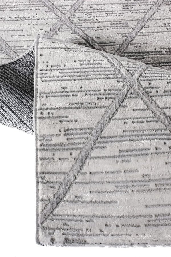 TEPPI Motto gulvtppe m. mnster, rektangulr - gr polyester (160x230)