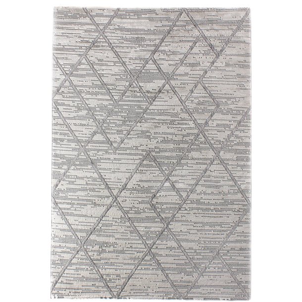 TEPPI Motto gulvt�ppe m. m�nster, rektangul�r - gr� polyester (160x230)