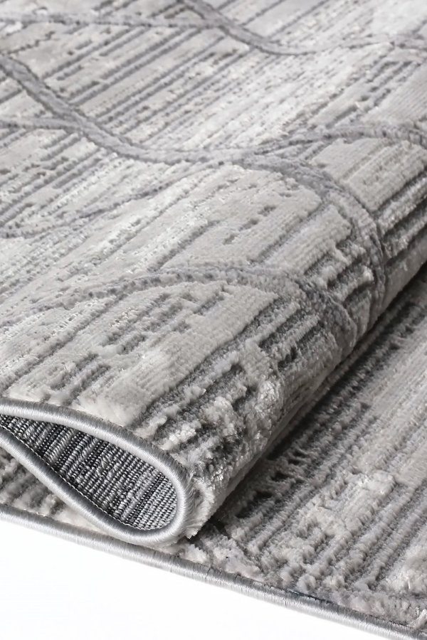 TEPPI Motto gulvtppe m. mnster, rektangulr - gr polyester (160x230)