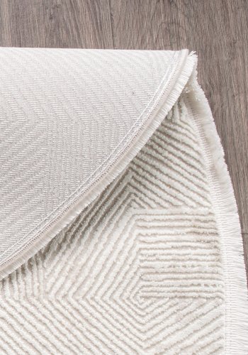 TEPPI Leo gulvtppe m. mnster, rund - creme polypropylen/polyester (80)