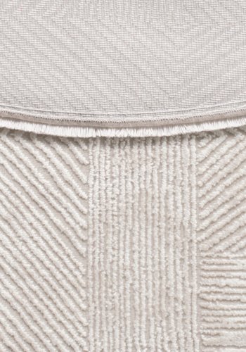 TEPPI Leo gulvtppe m. mnster, rund - creme polypropylen/polyester (100)