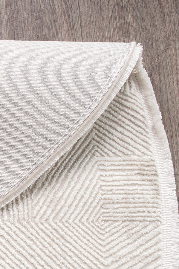 TEPPI Leo gulvtppe m. mnster, rund - beige polypropylen/polyester (200)