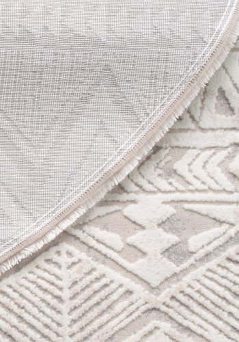 TEPPI Leo gulvtppe m. mnster, rund - beige polypropylen/polyester (120)