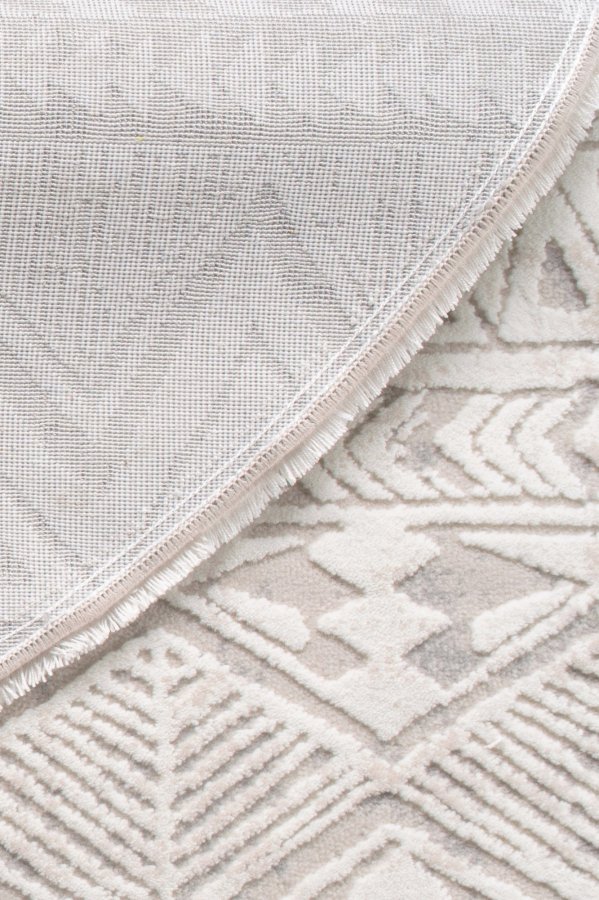 TEPPI Leo gulvtppe m. mnster, rund - beige polypropylen/polyester (120)