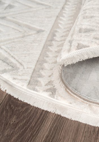 TEPPI Leo gulvtppe m. mnster, rund - beige polypropylen/polyester (120)