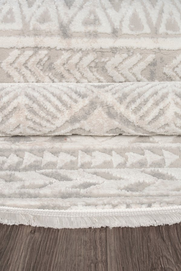 TEPPI Leo gulvtppe m. mnster, rund - beige polypropylen/polyester (120)