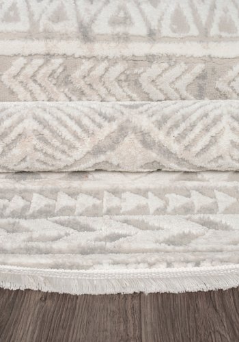 TEPPI Leo gulvtppe m. mnster, rund - beige polypropylen/polyester (160)