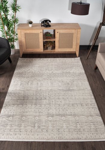 TEPPI Leo gulvtppe m. mnster, rektangulr - beige polypropylen/polyester (100x300)