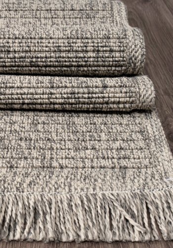 TEPPI Vlora gulvtppe m. frynser, rektangulr - gr polypropylen (120x170)