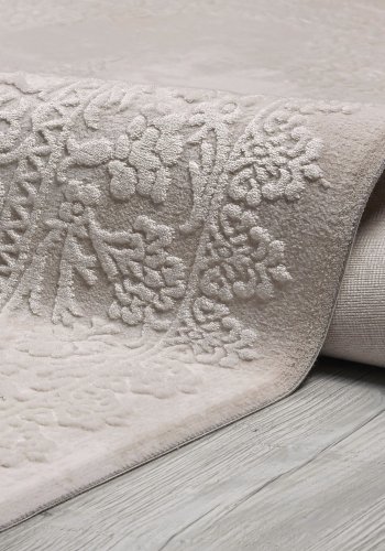 TEPPI Diva gulvtppe m. mnster, rektangulr - beige akryl (120x180)