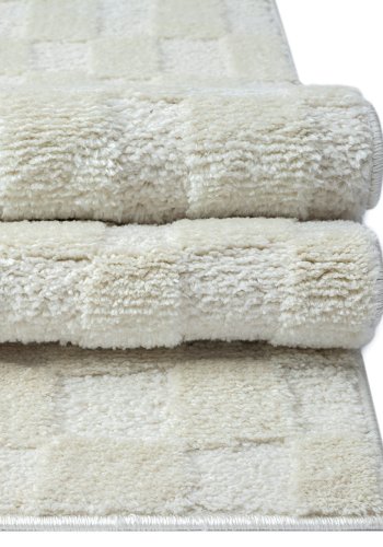 TEPPI Jung gulvtppe m. mnster, rektangulr - creme polyester (160x230)