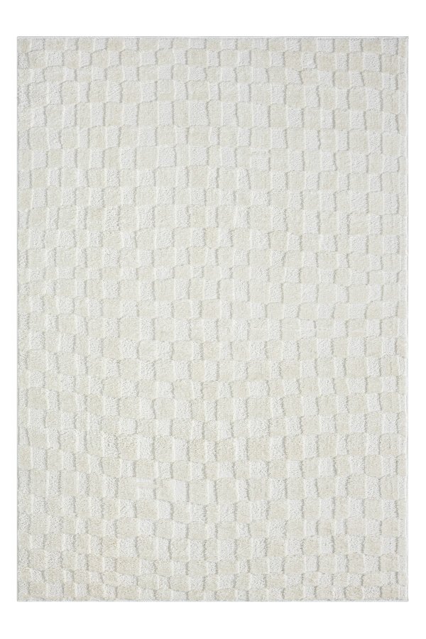 TEPPI Jung gulvtppe m. mnster, rektangulr - creme polyester (200x290)