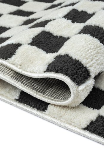 TEPPI Jung gulvtppe m. mnster, rektangulr - sort polyester (120x180)