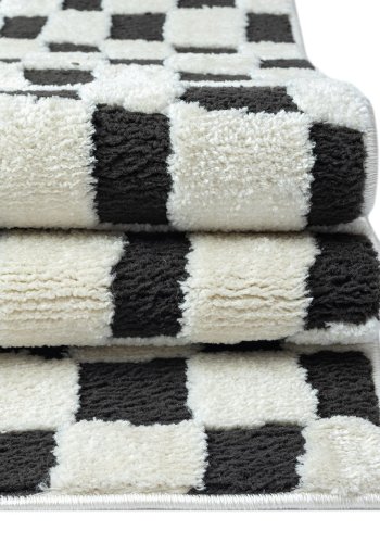 TEPPI Jung gulvtppe m. mnster, rektangulr - sort polyester (160x230)