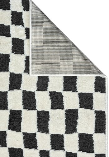 TEPPI Jung gulvtppe m. mnster, rektangulr - sort polyester (160x230)