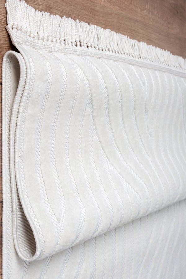 TEPPI Sosa gulvtppe m. mnster, rektangulr - hvid polypropylen (120x180)