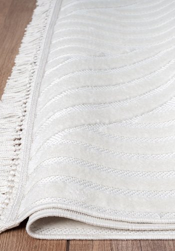 TEPPI Sosa gulvtppe m. mnster, rektangulr - hvid polypropylen (150x230)