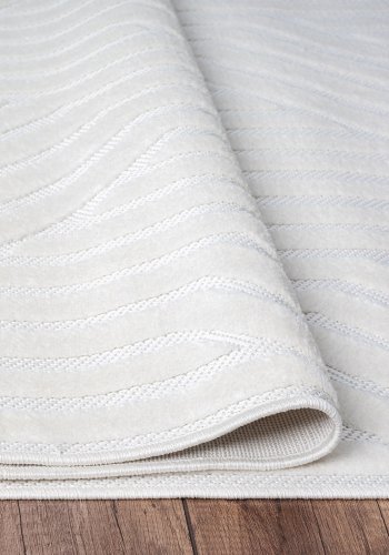 TEPPI Sosa gulvtppe m. mnster, rektangulr - hvid polypropylen (150x230)