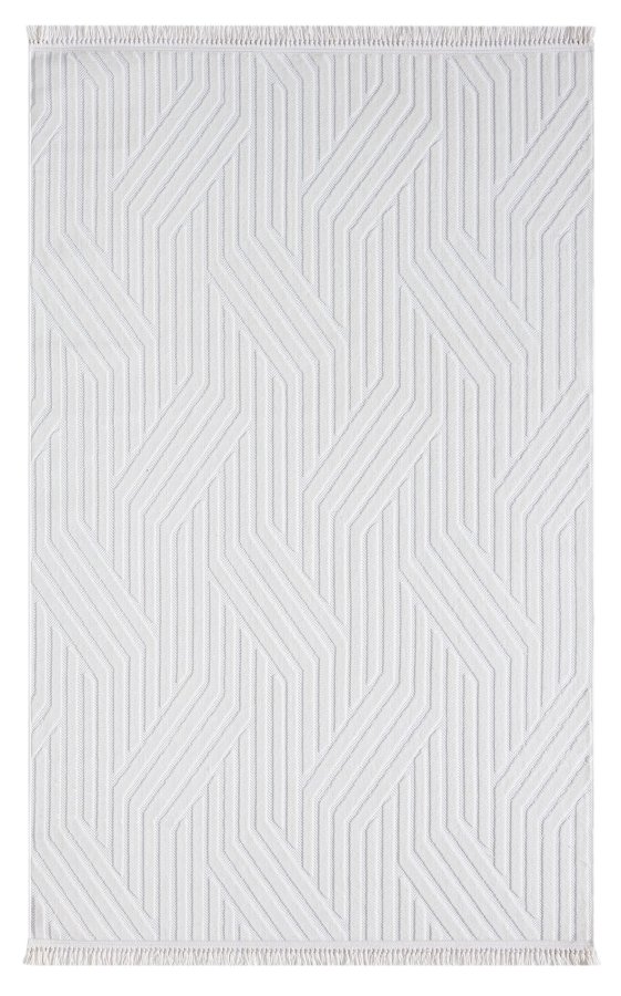 TEPPI Sosa gulvtppe m. mnster, rektangulr - hvid polypropylen (150x230)