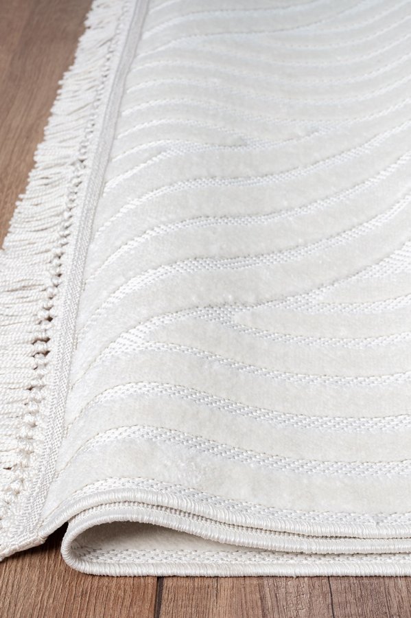 TEPPI Sosa gulvtppe m. mnster, rektangulr - hvid polypropylen (200x290)