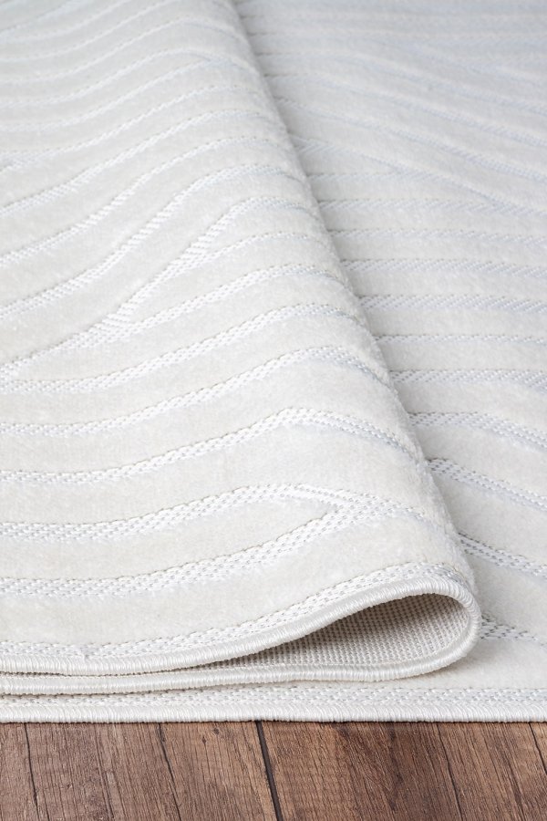 TEPPI Sosa gulvtppe m. mnster, rektangulr - hvid polypropylen (200x290)