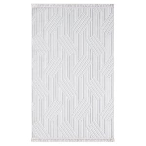 TEPPI Sosa teppe med mnster, rektangulrt - hvit polypropylen (200x290)