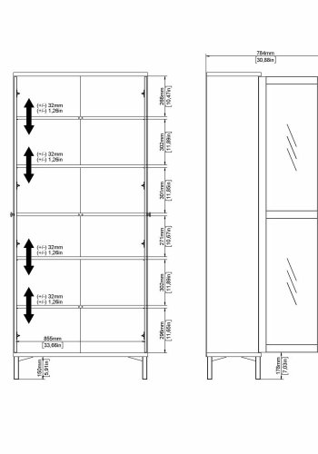 TVILUM Roma Porzellanschrank mit 2 Türen, weiß, 88,7 x 36,25 x 202,8 cm