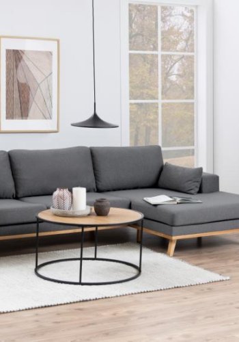 ACT NORDIC Seaford bokhylla, m. 4 hyllplan - naturligt matt vild ek grovt papper och matt svart stl