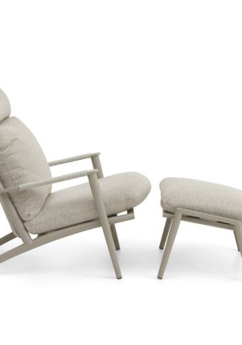 Silba udendrs loungestol, m. fodskammel og sand puder - sand aluminium