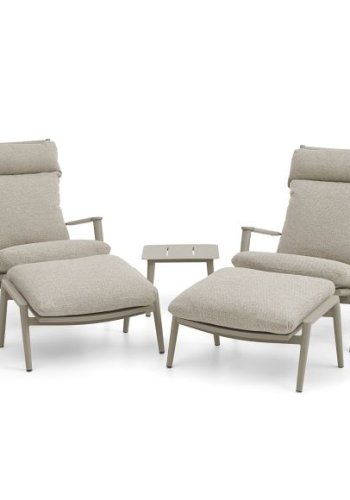 Silba udendrs loungestol, m. fodskammel og sand puder - sand aluminium