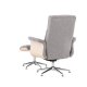 VENTURE DESIGN Hagön Relaxsessel mit Fußhocker – grauer Stoff, weiß getünchtes Holz und verchromtes Metall