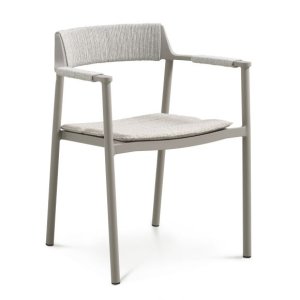 Salina havestol, m. armln og hynde - sand stof og aluminium