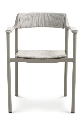 Salina hagestol, med armlener og pute - sandfarget stoff og aluminium