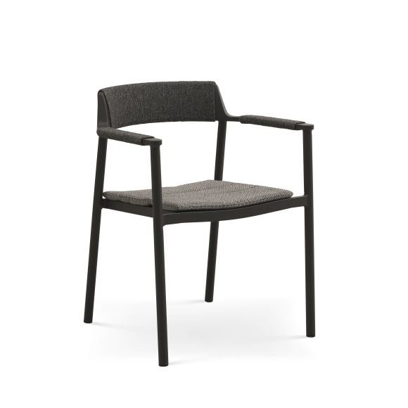 Salina hagestol, med armlener og pute - antrasittgrtt stoff og aluminium