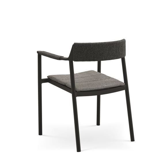Salina hagestol, med armlener og pute - antrasittgrtt stoff og aluminium