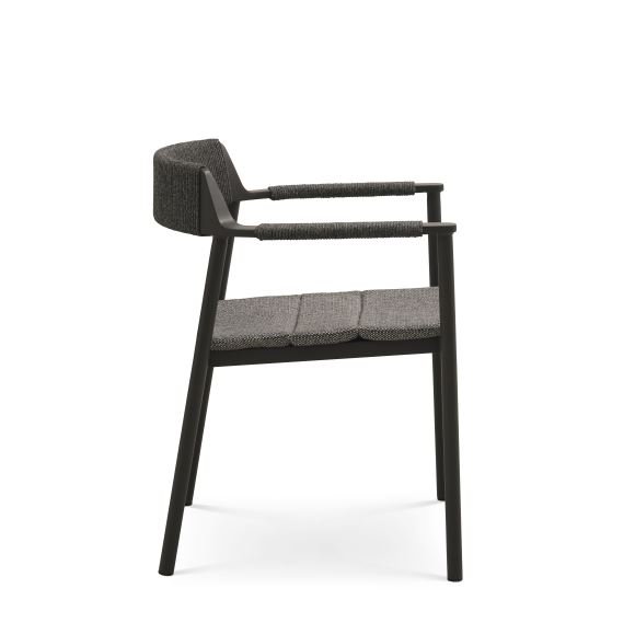 Salina hagestol, med armlener og pute - antrasittgrtt stoff og aluminium