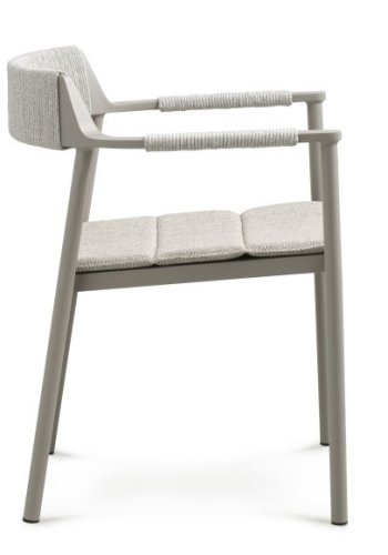 Salina hagestol, med armlener og pute - sandfarget stoff og aluminium