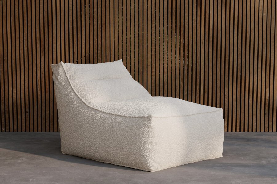 VENTURE HOME Redang Relaxbag-stoff - Hvitt Boucl&eacute;-stoff / 118*94*83