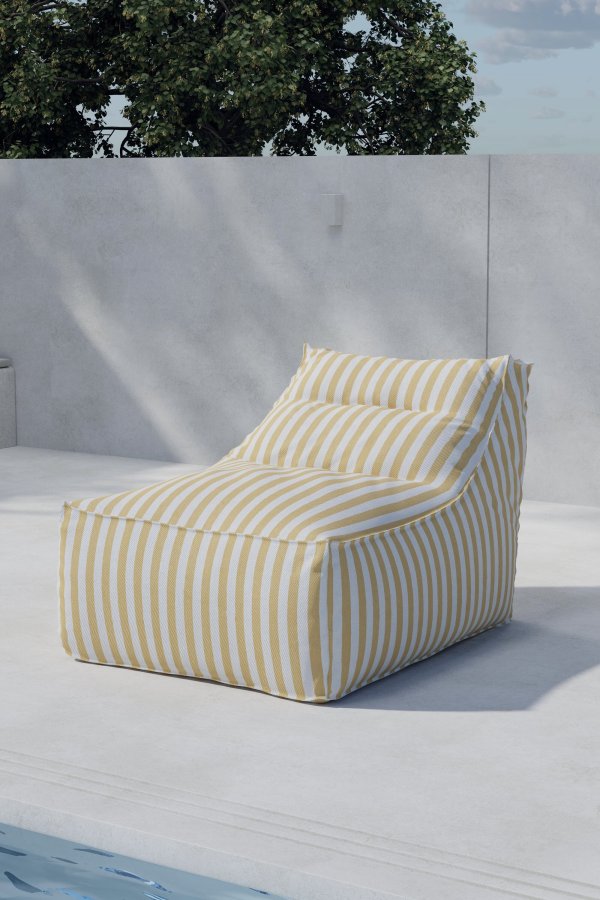 VENTURE HOME Redang Relaxbag Stoff - Hvit/Gulstripet / 118*94*83