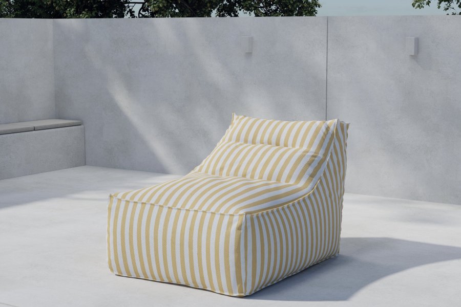 VENTURE HOME Redang Relaxbag Stoff - Hvit/Gulstripet / 118*94*83