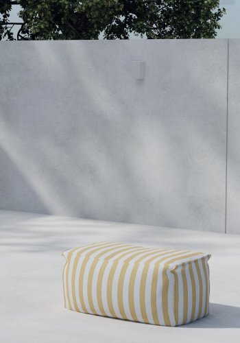 VENTURE HOME Redang Ottoman Stoff - Hvit/Gulstripet / 75*40*33