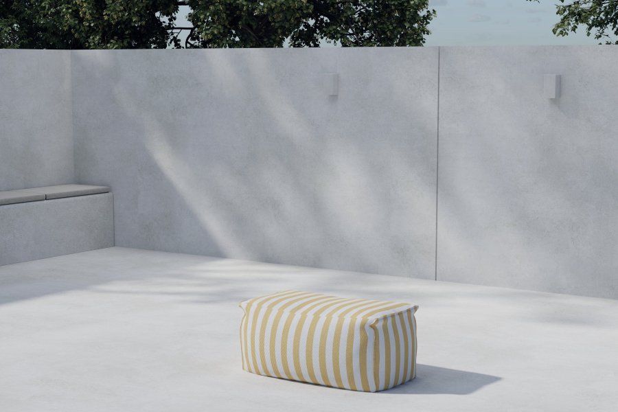 VENTURE HOME Redang Ottoman Stoff - Hvit/Gulstripet / 75*40*33