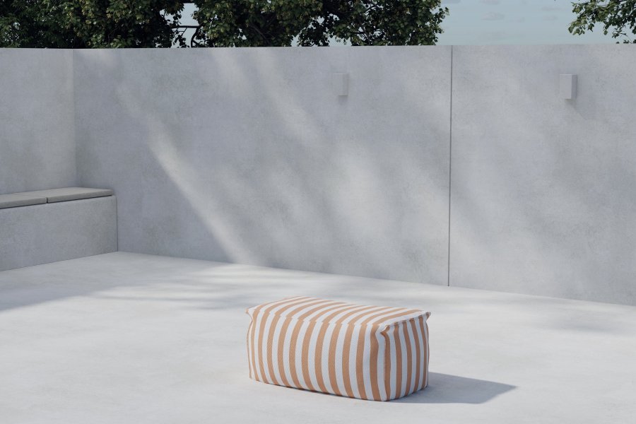 VENTURE HOME Redang Ottoman Stoff - Hvit/ Ferskenstripete / 75*40*33