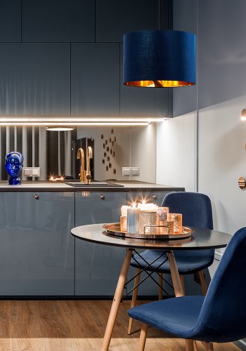 TK Tercino taklampe 380 - gull og bltt stoff