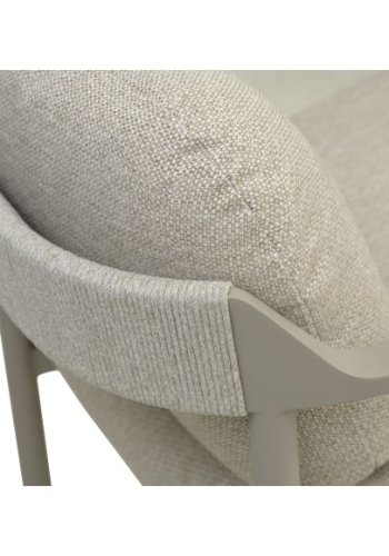 Capri loungesett, med 2 bord, 1 sofa, 2 stoler, sandfargede puter - sandfarget aluminium