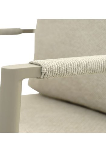 Capri loungesett, med 2 bord, 1 sofa, 2 stoler, sandfargede puter - sandfarget aluminium