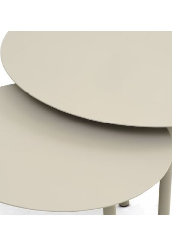 Capri loungesett, med 2 bord, 1 sofa, 2 stoler, sandfargede puter - sandfarget aluminium