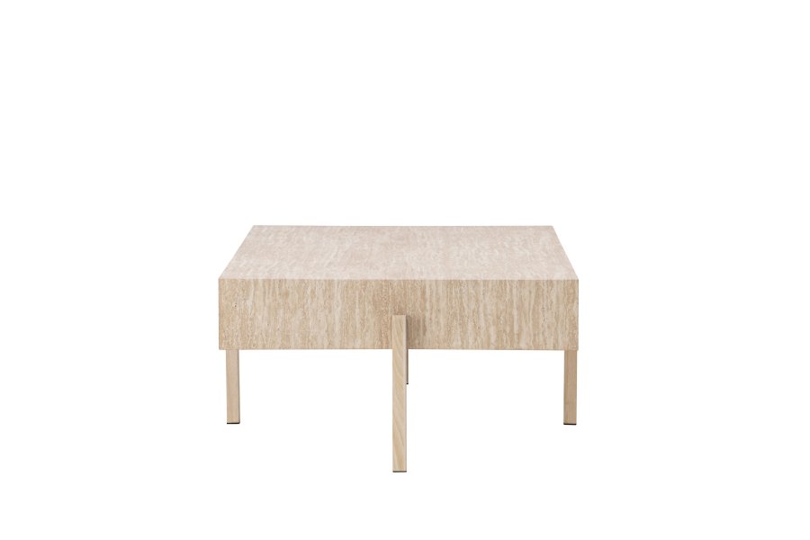 VIND KOLLEKSJON Vadholmen salongbord, rektangulrt - hvit MDF med travertin-utseende og stl (82x126)