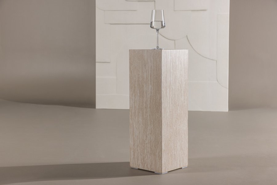 VIND COLLECTION Ramsvik sidebord, firkantet - beige MDF med travertin-look (23x23xH:65)